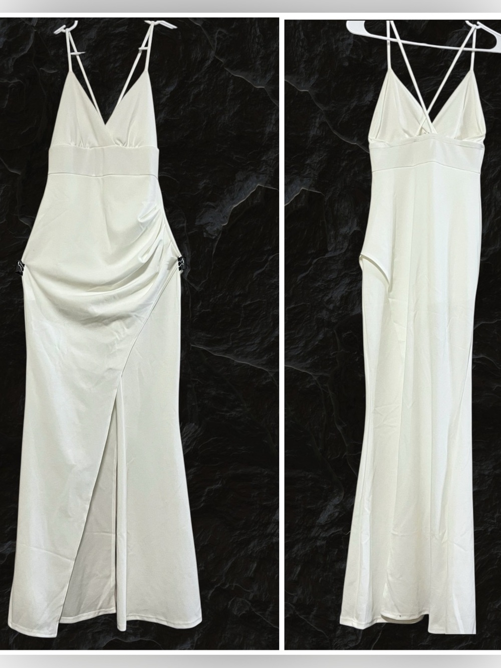 Cherry Mellow Asymmetrical One-Leg Jumpsuit Dress V- Neck Hybrid Romper Gown S